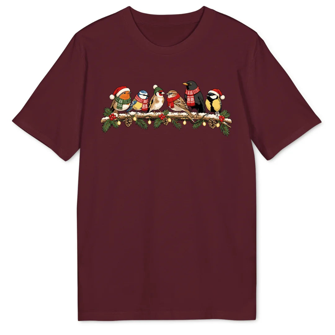 Festive Bird Branch - Bordeaux