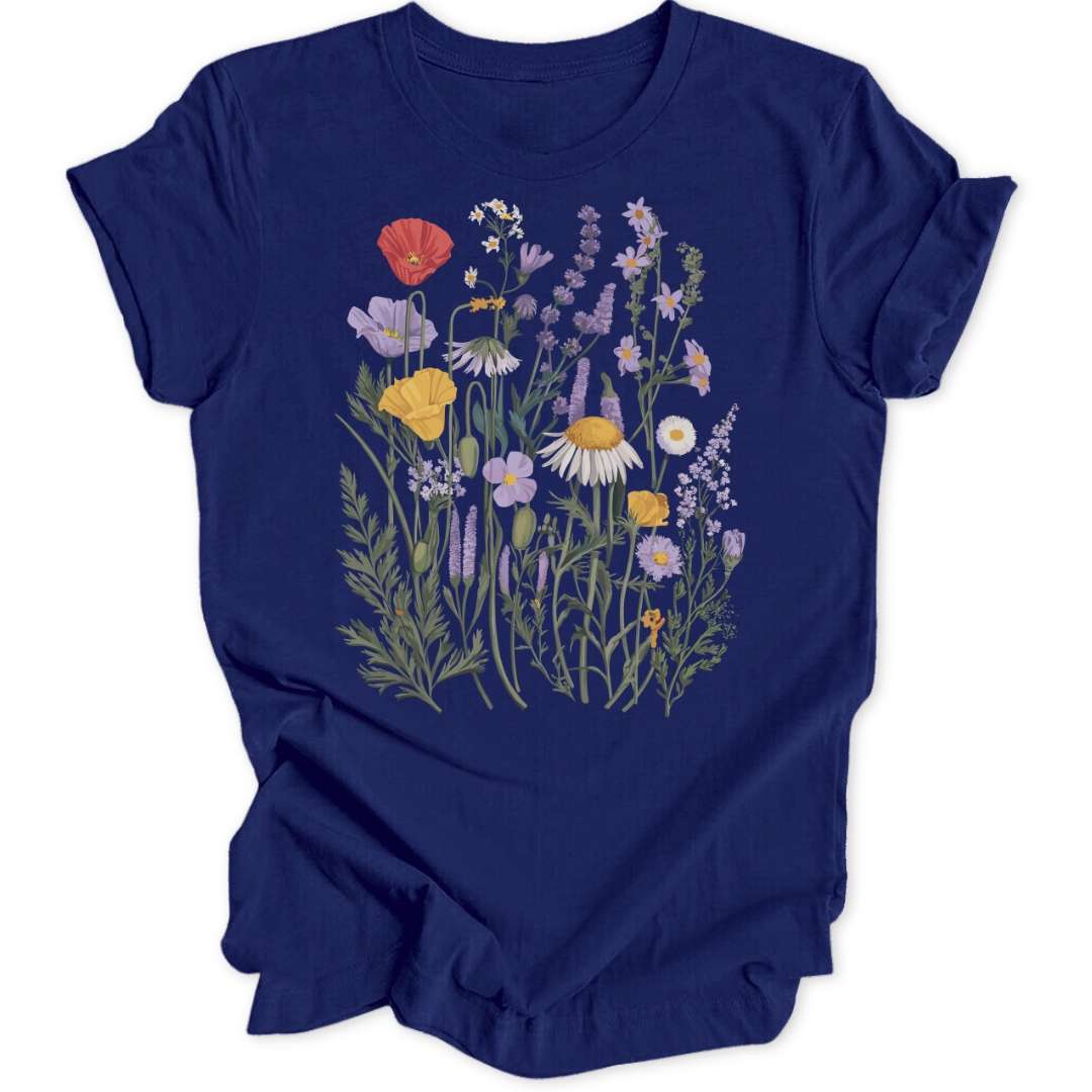 Art Nouveau Flowers T-Shirt T-Shirt Navy / S