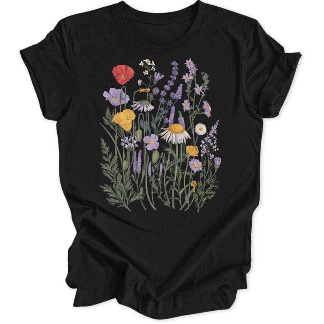 Art Nouveau Flowers T-Shirt T-Shirt Schwarz / S
