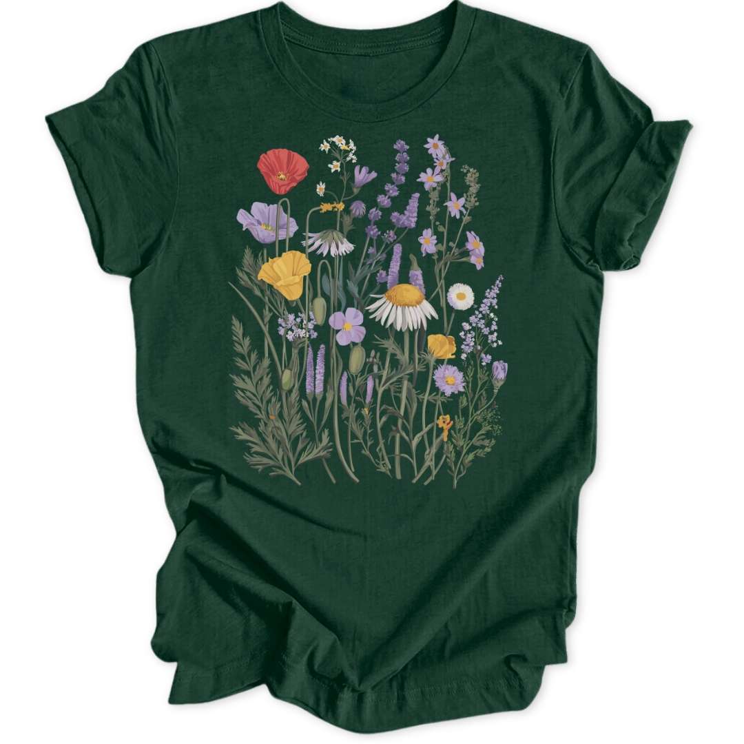 Art Nouveau Flowers T-Shirt T-Shirt Waldgrün / S