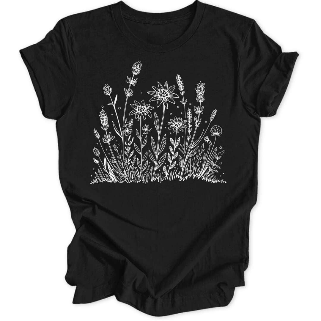 Blümchen T-Shirt T-Shirt Schwarz / S