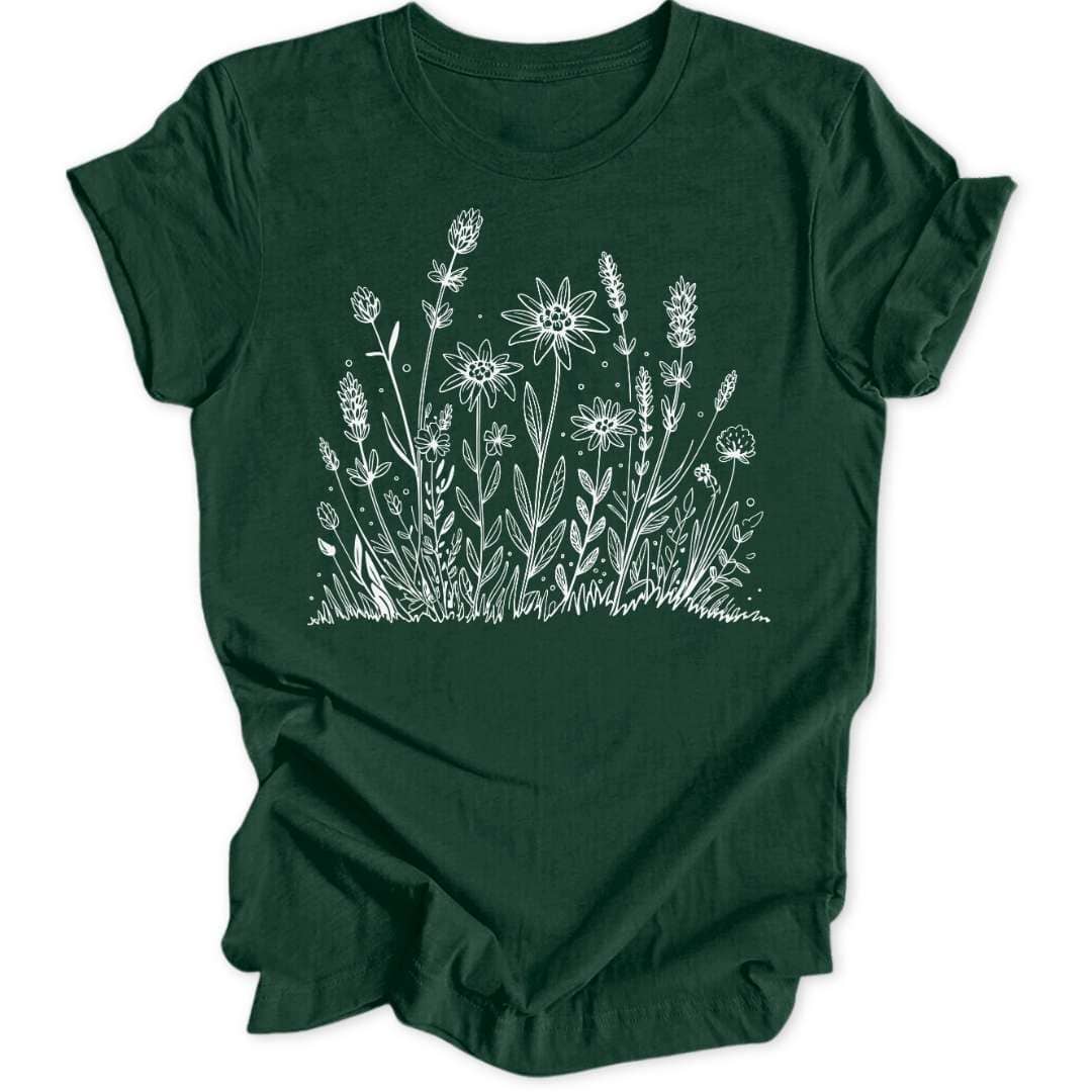 Blümchen T-Shirt T-Shirt Waldgrün / S