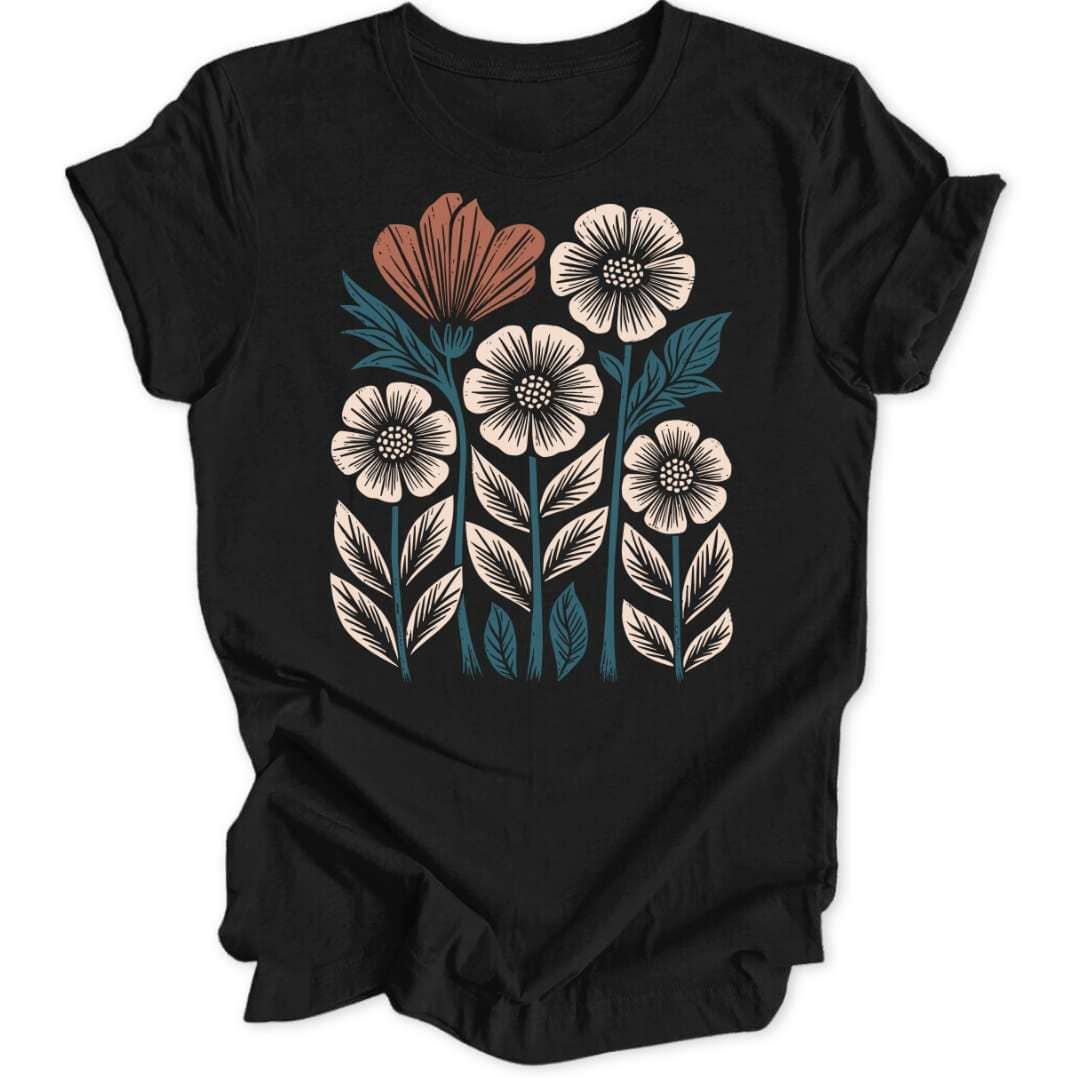 Blumengarten T-Shirt T-Shirt Schwarz / S