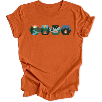 Camping Hexagons T-Shirt T-Shirt Orange / S