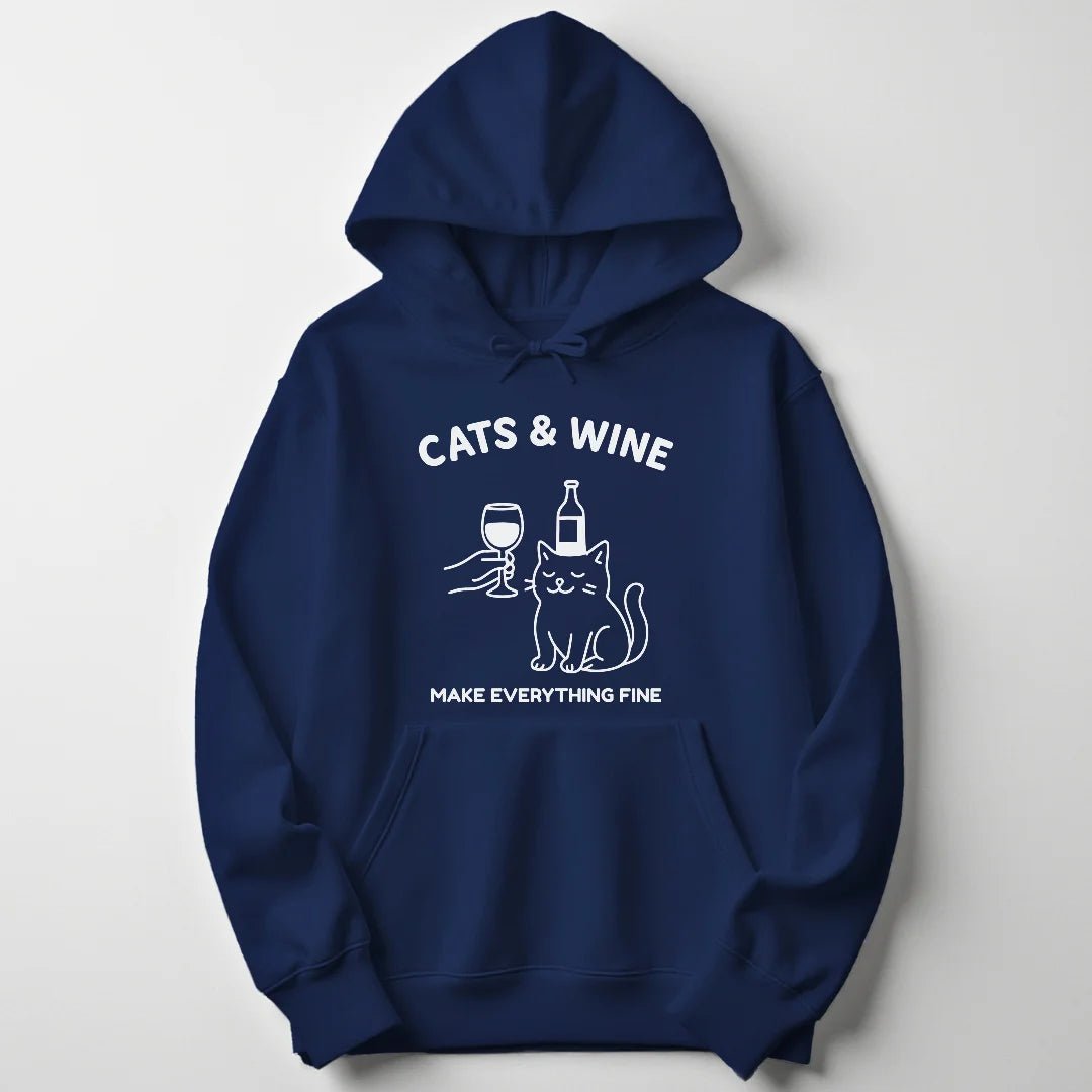 Cats & Wine Unisex Hoodie - Wild Spirit