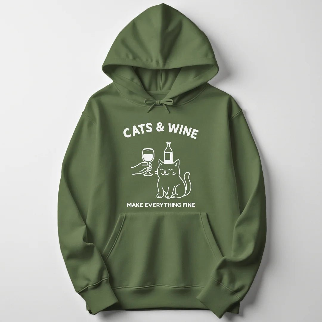 Cats & Wine Unisex Hoodie - Wild Spirit