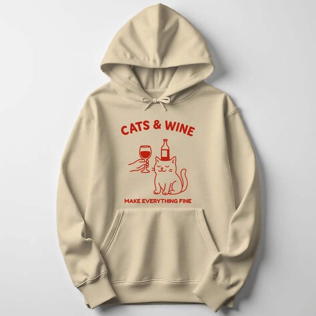 Cats & Wine Unisex Hoodie - Wild Spirit