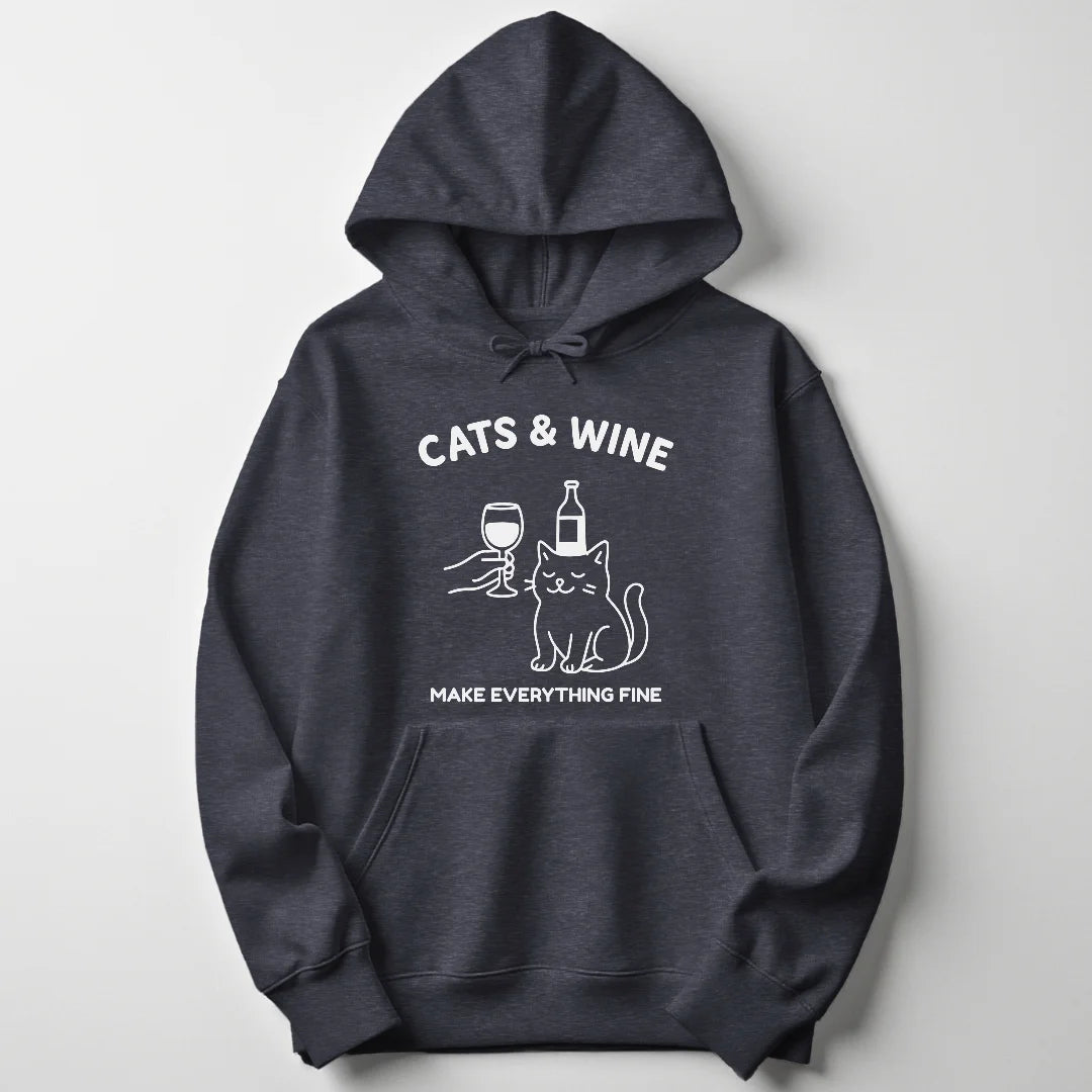 Cats & Wine Unisex Hoodie - Wild Spirit