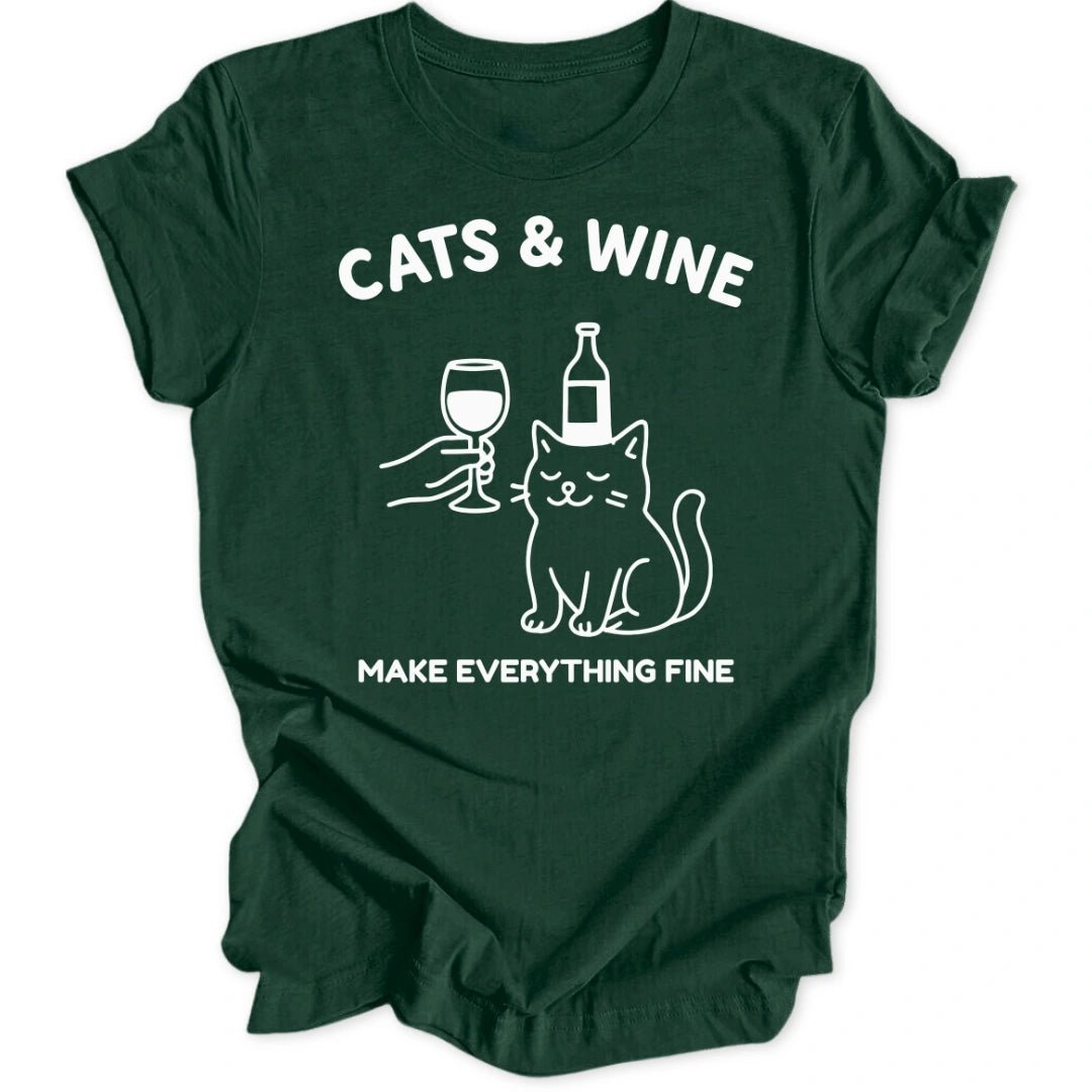 Cats & Wine Unisex T-Shirt - Wild Spirit
