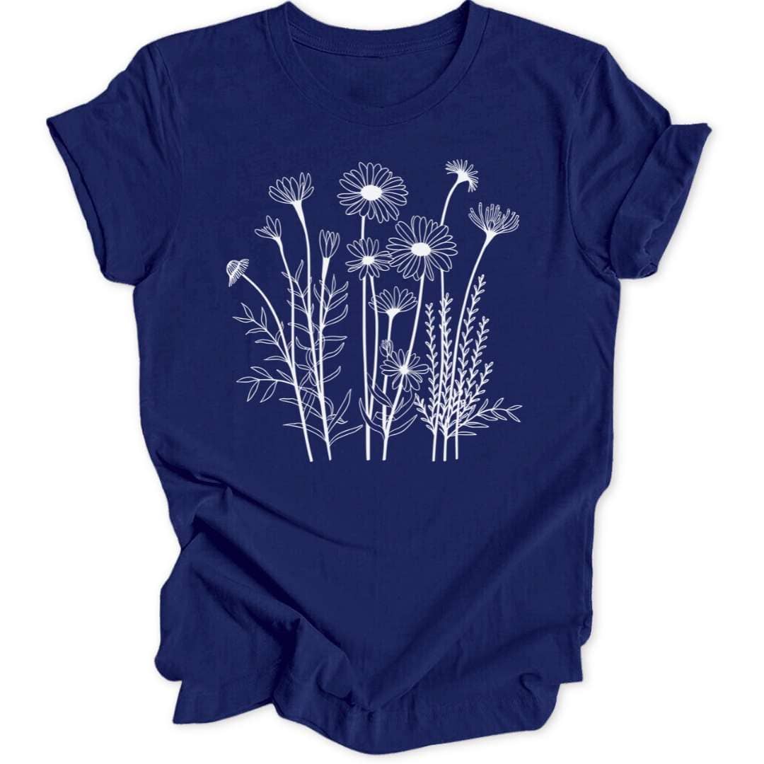 Delicate Flowers T-Shirt T-Shirt Navy / S