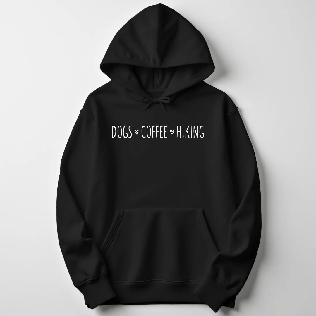 Dogs Coffee Hiking Typography Unisex Hoodie - Wild Spirit