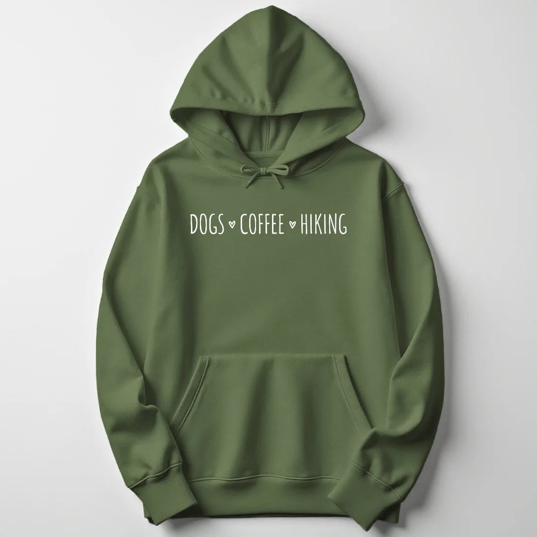 Dogs Coffee Hiking Typography Unisex Hoodie - Wild Spirit