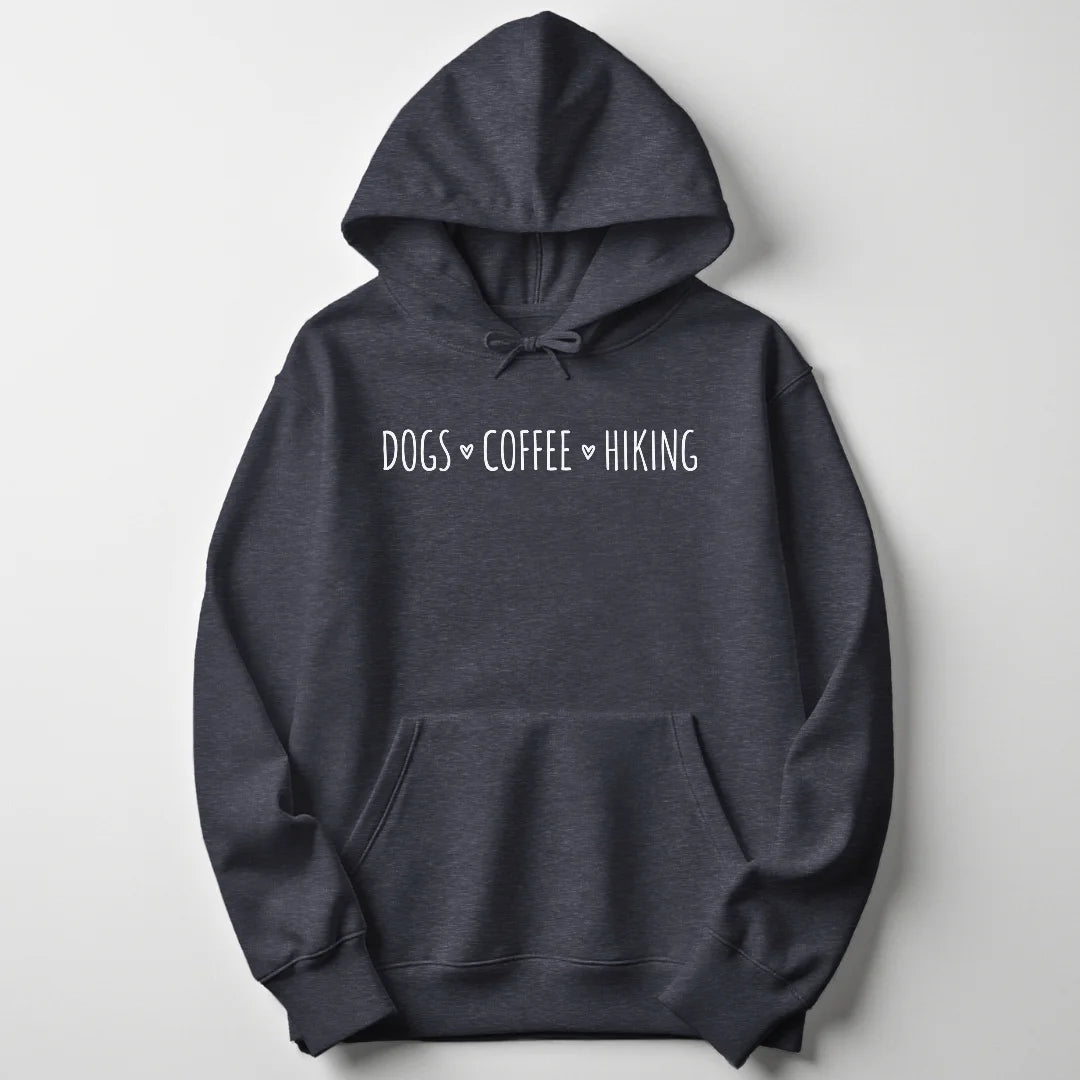 Dogs Coffee Hiking Typography Unisex Hoodie - Wild Spirit