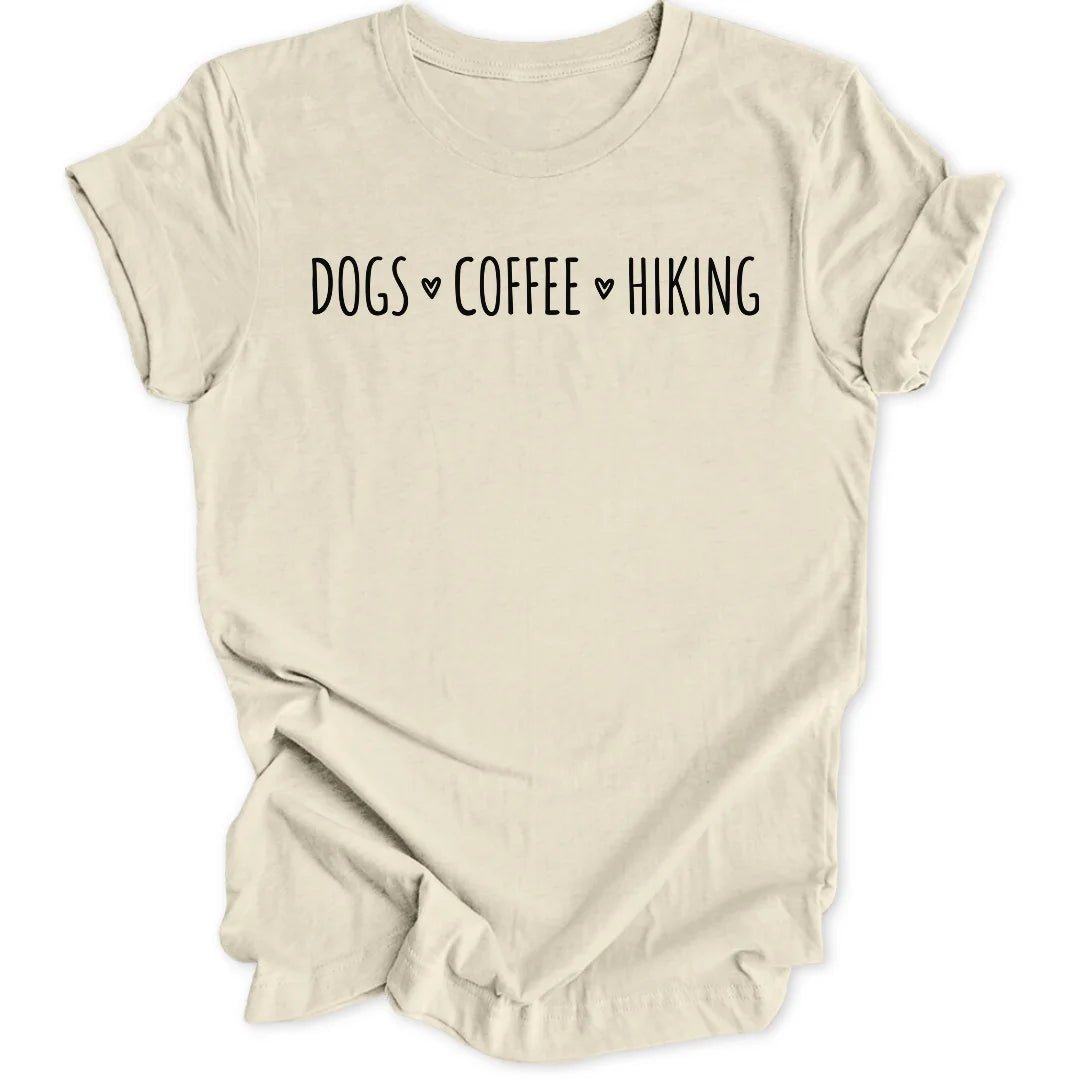 Dogs Coffee Hiking Typography Unisex T-Shirt - Wild Spirit