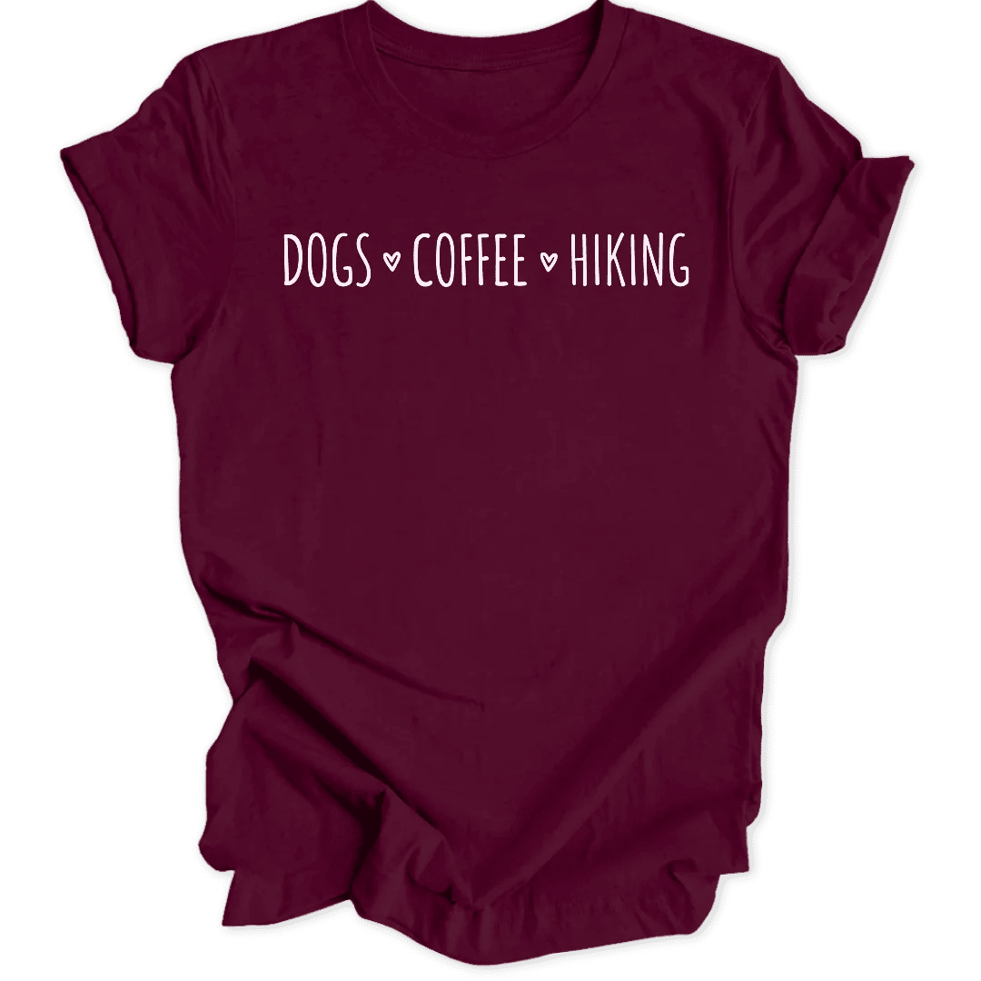 Dogs Coffee Hiking Typography Unisex T-Shirt - Wild Spirit