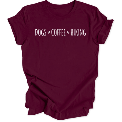 Dogs Coffee Hiking Typography Unisex T-Shirt - Wild Spirit