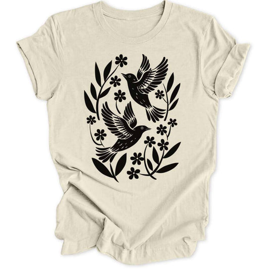 Floral Birds T-Shirt T-Shirt Natur / S