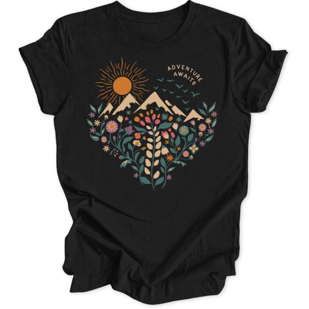 Floral Heart T-Shirt T-Shirt Schwarz / S