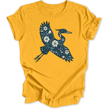 Floral Heron Unisex T-Shirt - Wild Spirit