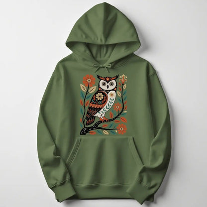 Folk Art Owl Unisex Hoodie - Wild Spirit