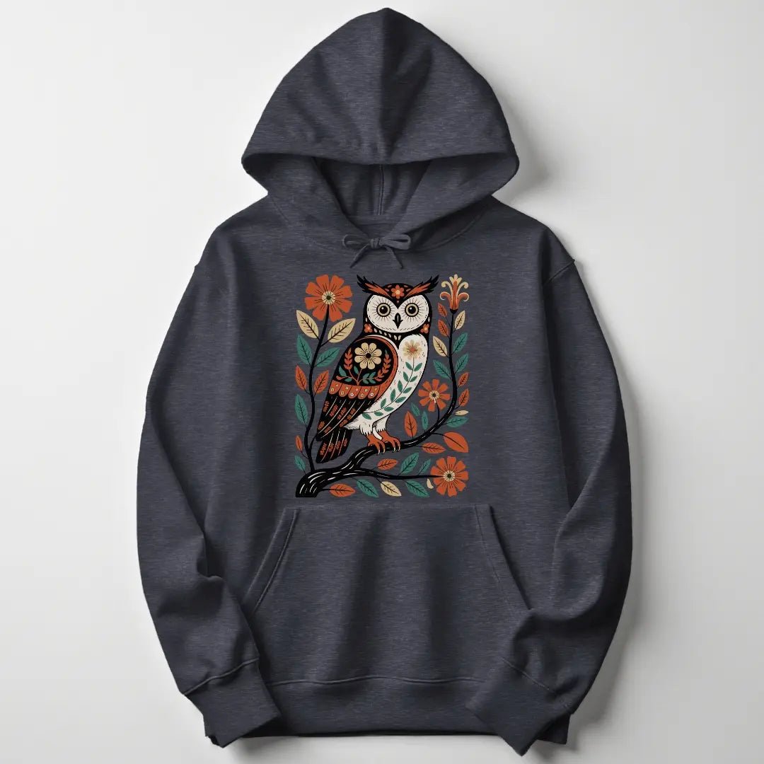 Folk Art Owl Unisex Hoodie - Wild Spirit