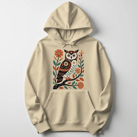 Folk Art Owl Unisex Hoodie - Wild Spirit