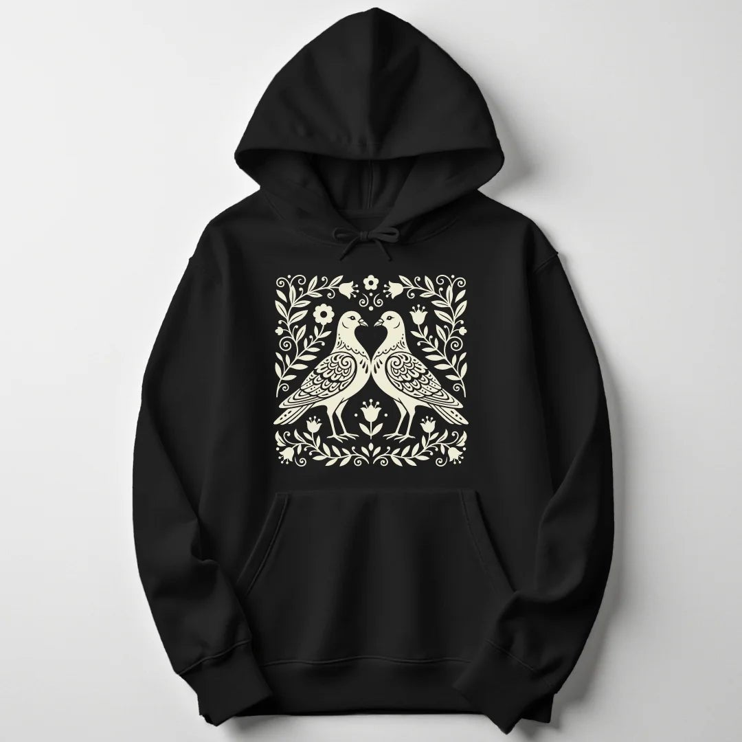 Folk Art Pigeons Unisex Hoodie - Wild Spirit