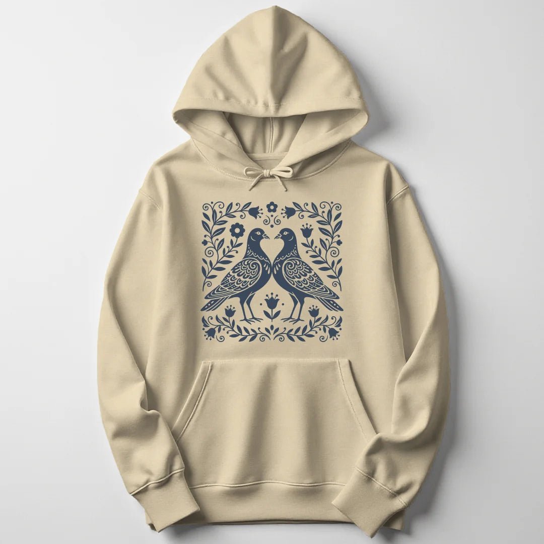 Folk Art Pigeons Unisex Hoodie - Wild Spirit