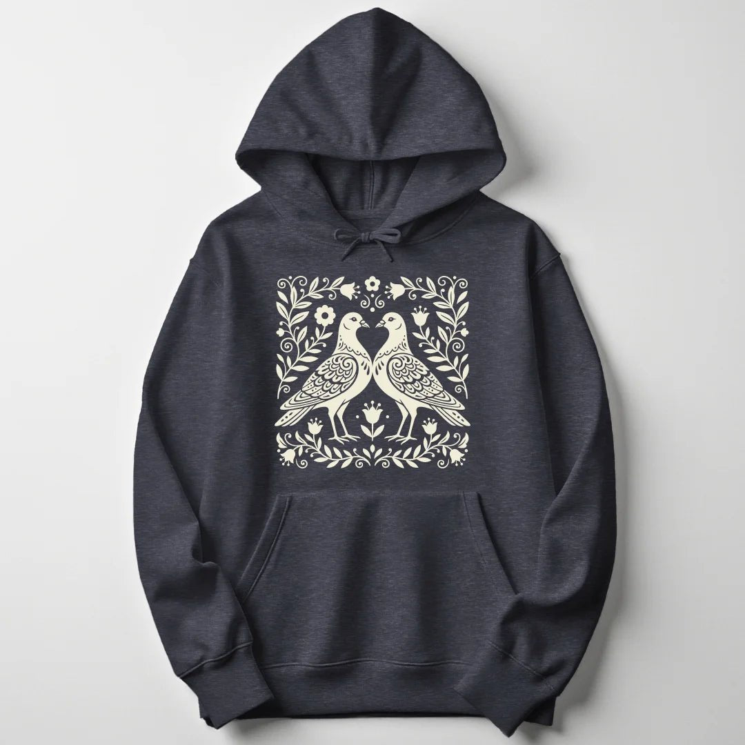 Folk Art Pigeons Unisex Hoodie - Wild Spirit