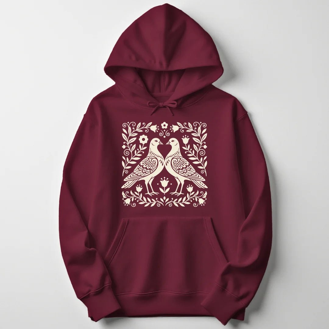 Folk Art Pigeons Unisex Hoodie - Wild Spirit