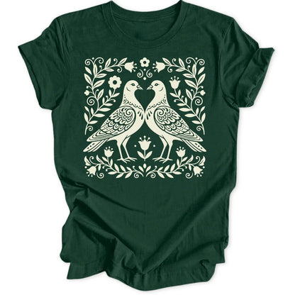 Folk Art Pigeons Unisex T-Shirt - Wild Spirit