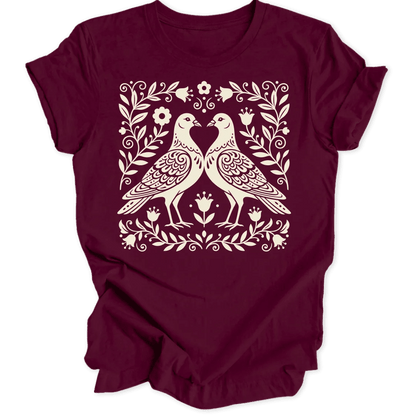 Folk Art Pigeons Unisex T-Shirt - Wild Spirit