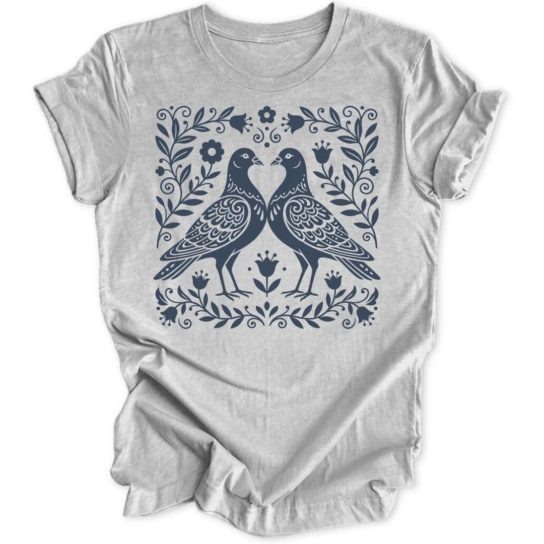 Folk Art Pigeons Unisex T-Shirt - Wild Spirit