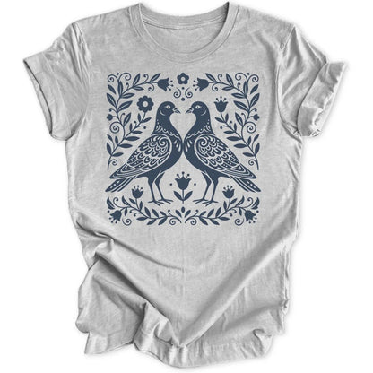 Folk Art Pigeons Unisex T-Shirt - Wild Spirit