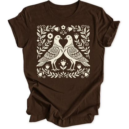Folk Art Pigeons Unisex T-Shirt - Wild Spirit