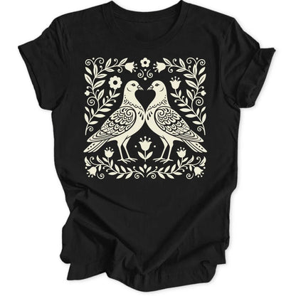 Folk Art Pigeons Unisex T-Shirt - Wild Spirit