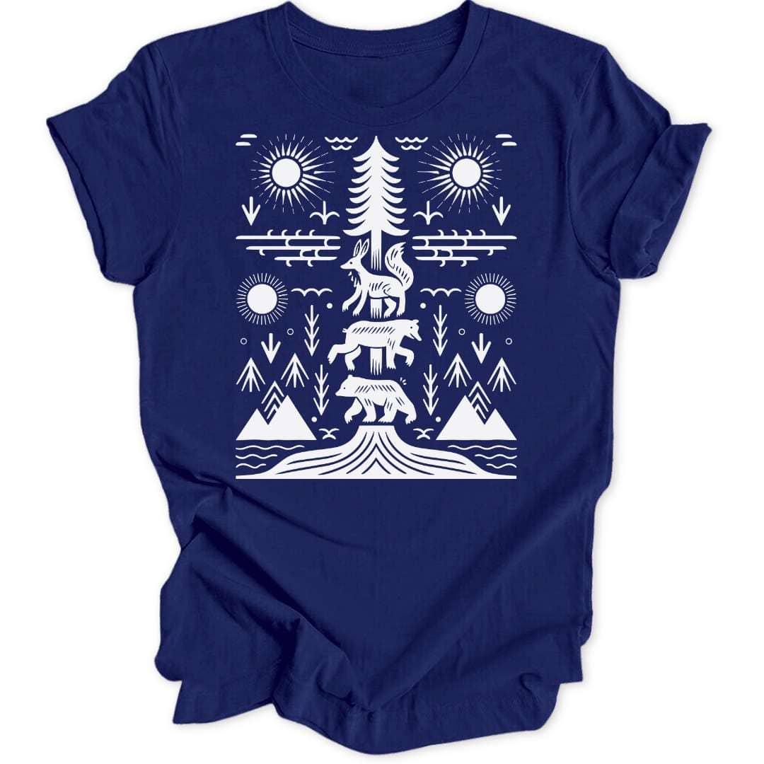 Forest Totem T-Shirt T-Shirt Navy / S
