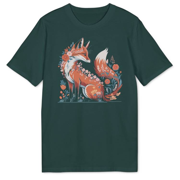 Geblümter Fuchs Bio T-Shirt - Wild Spirit