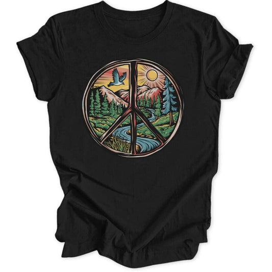 Peace Sign Landscape T-Shirt T-Shirt Schwarz / S