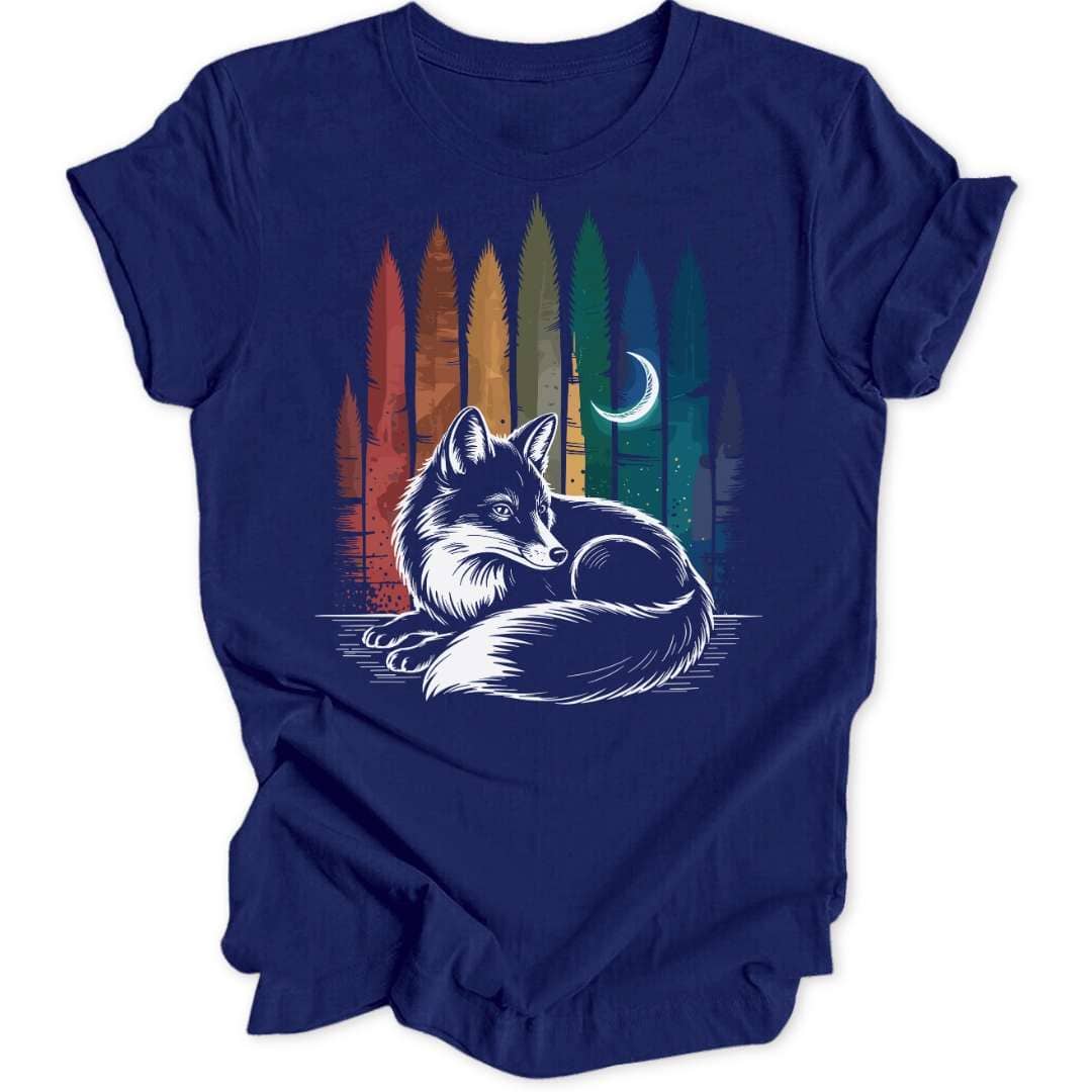 Rainbow Fox T-Shirt T-Shirt Navy / S