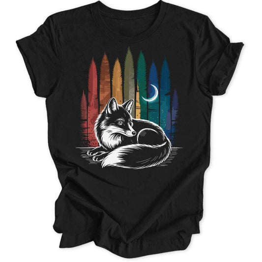 Rainbow Fox T-Shirt T-Shirt Schwarz / S