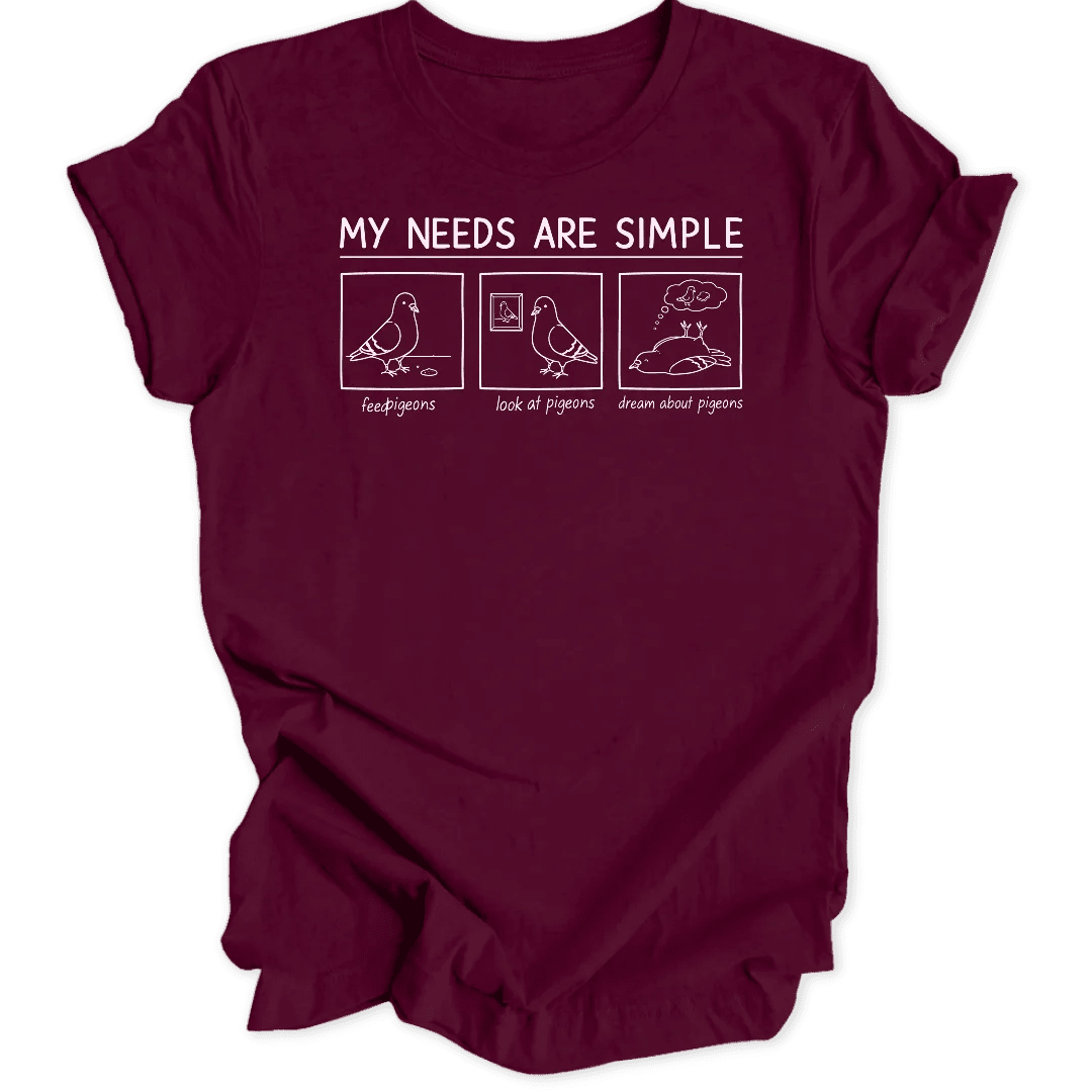 Simple Needs Pigeons Unisex T-Shirt - Wild Spirit