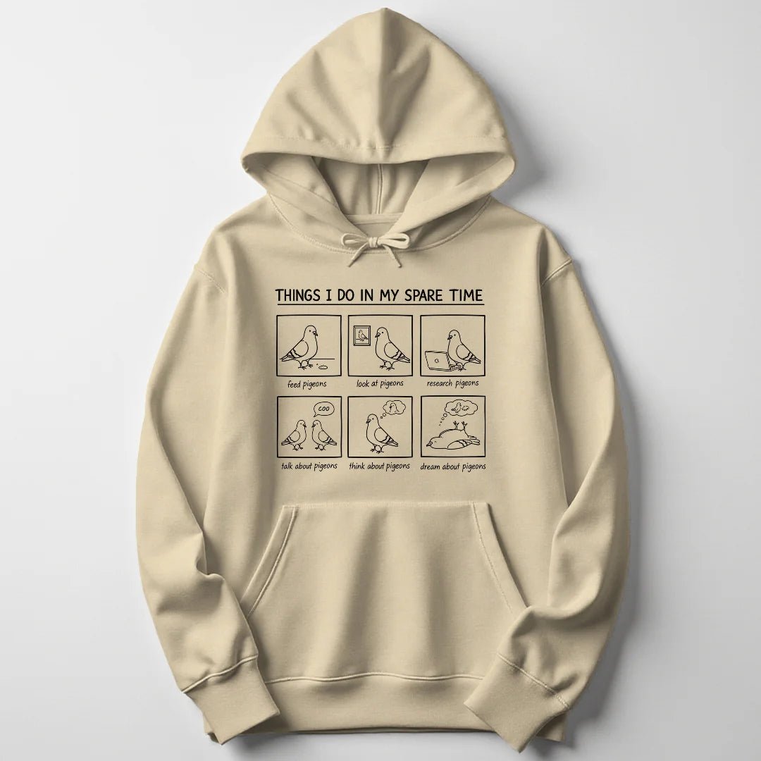 Spare Time Pigeons Unisex Hoodie - Wild Spirit