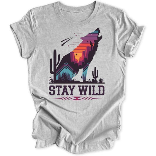 Stay Wild Wolf T-Shirt T-Shirt Sport Grey / S
