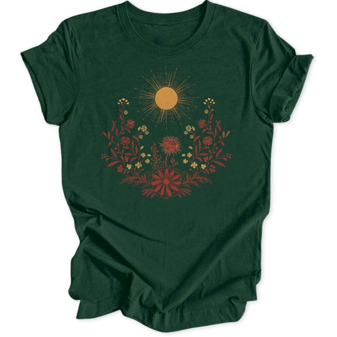 Wildblumen-Kranz T-Shirt T-Shirt Waldgrün / S