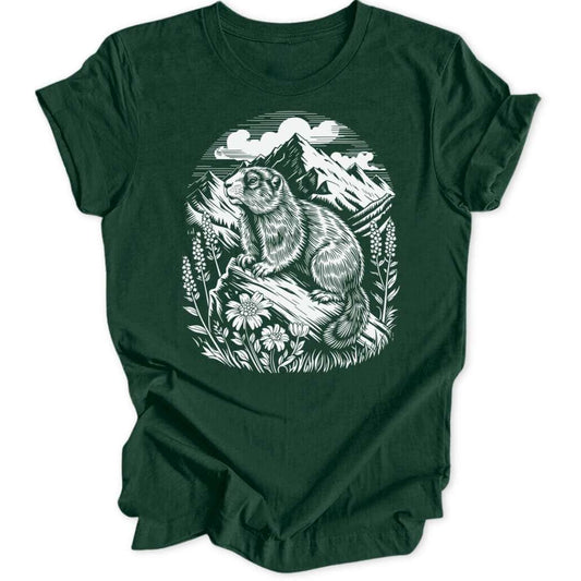 Wildes Murmeltier T-Shirt T-Shirt Waldgrün / S