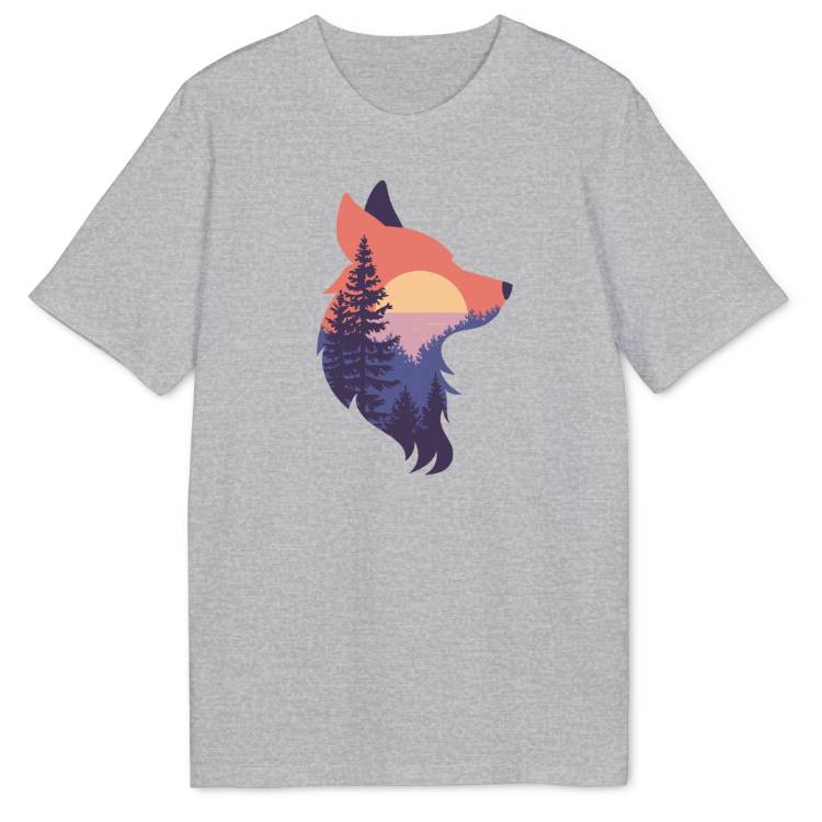 Wolf Silhouette Retro Bio T-Shirt - Wild Spirit