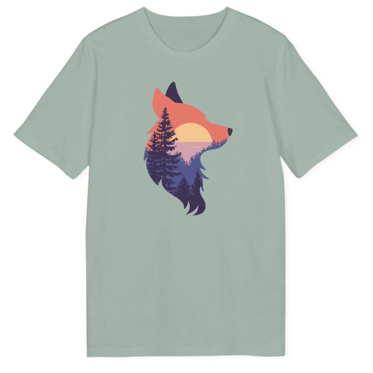 Wolf Silhouette Retro Bio T-Shirt - Wild Spirit