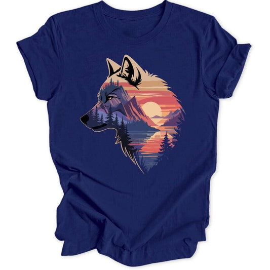 Wolf Sunset Unisex T-Shirt T-Shirt Navy / S