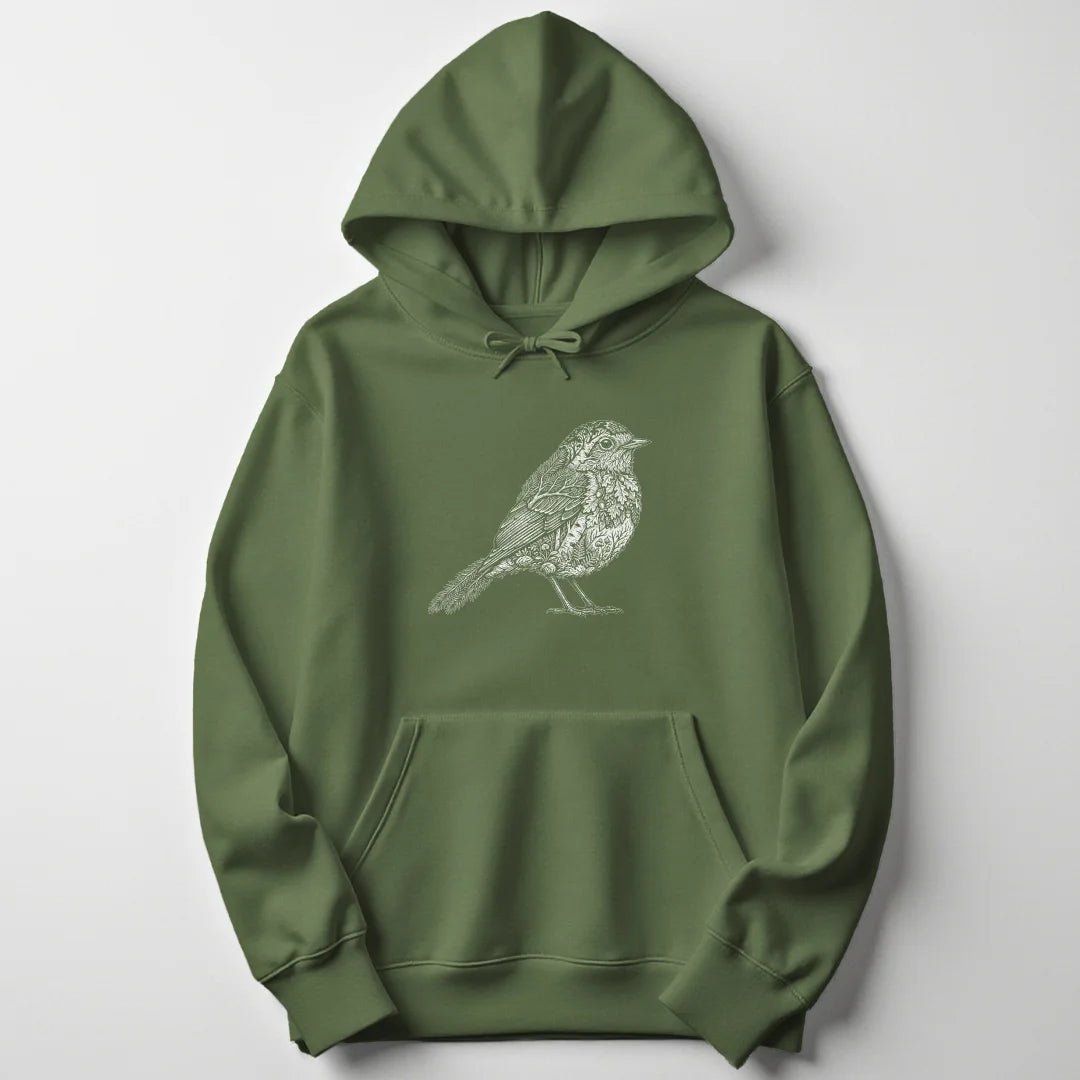 Woodcut Robin Unisex Hoodie - Wild Spirit